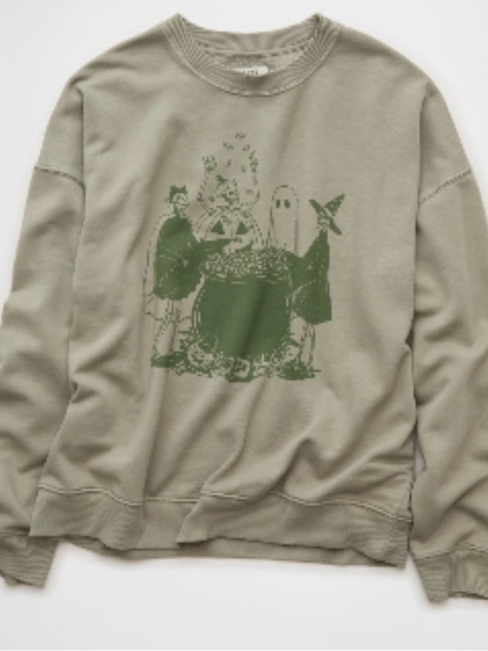 Aerie Women’s Oversized Halloween Graphic Sweatshirt Olive color size L